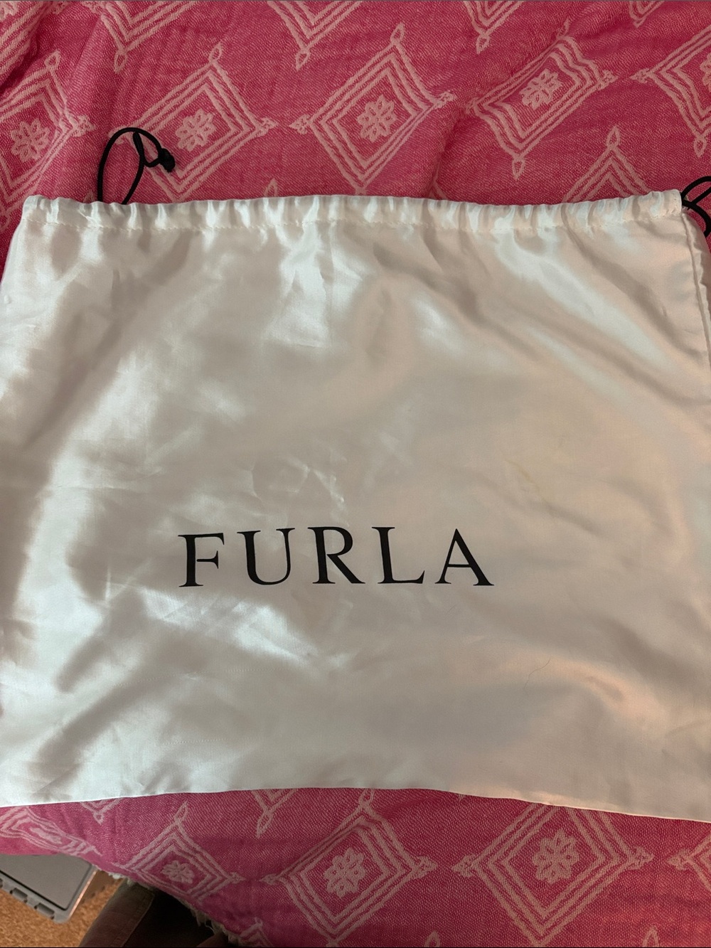 Furla White Dust Bag with Black Logo